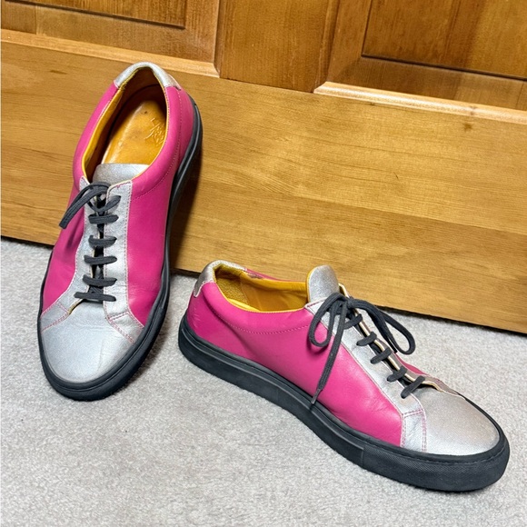 undandy Other - Undandy Men’s Custom Color block pink silver leather sneakers sz 11